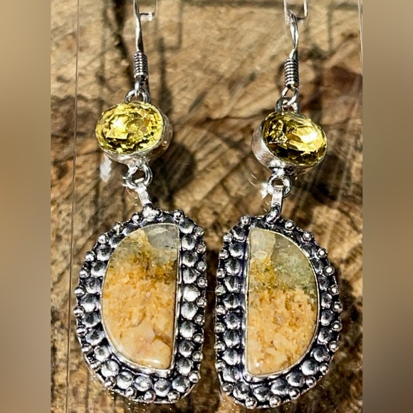 “The Relief Stone” Mariposite Earrings 2 1/2” - Picture 2 of 8